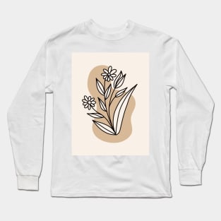 neutral flower doodle Long Sleeve T-Shirt